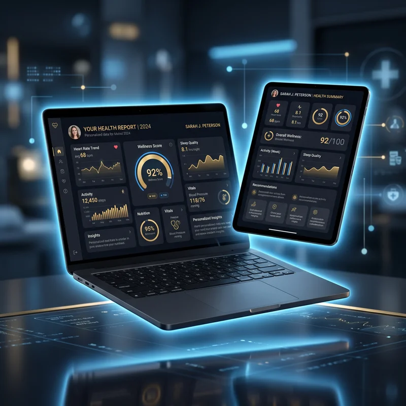 Personalized health report on laptop and tablet