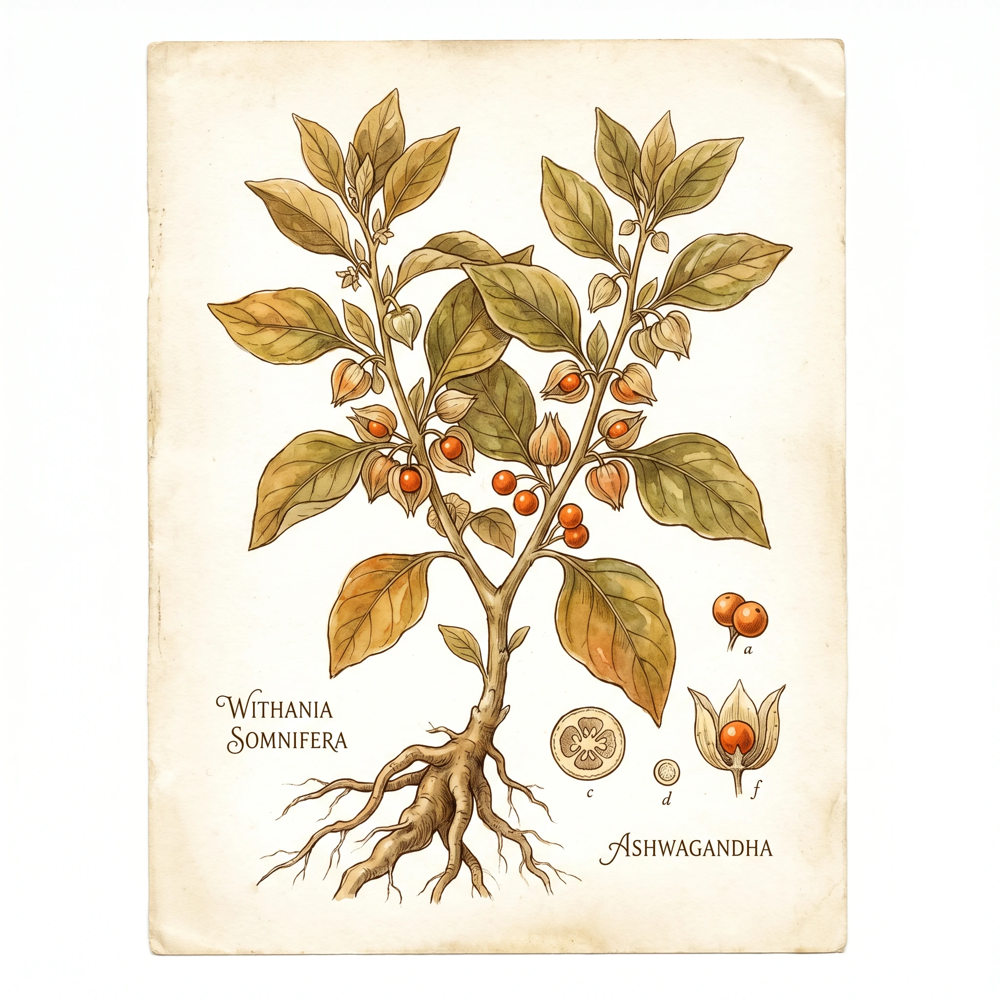 Ashwagandha botanical illustration
